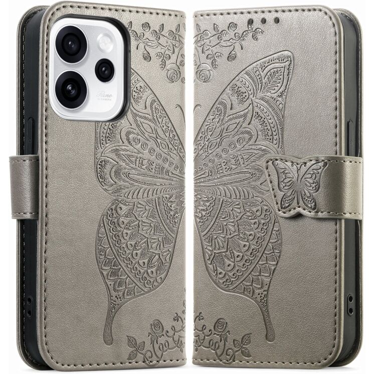 Чехол-книжка с рисунком UniCase Butterfly Pattern для OPPO Reno 15 F/FS - Grey: фото 1 из 8