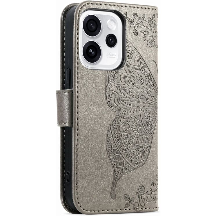 Чехол-книжка с рисунком UniCase Butterfly Pattern для OPPO Reno 15 F/FS - Grey: фото 7 из 8