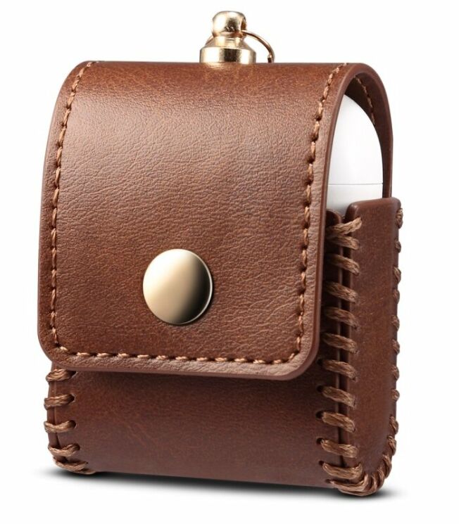 Чехол PEELCAS Leather Protective Case для Apple AirPods 1 / 2 / AirPods - Brown: фото 1 из 8