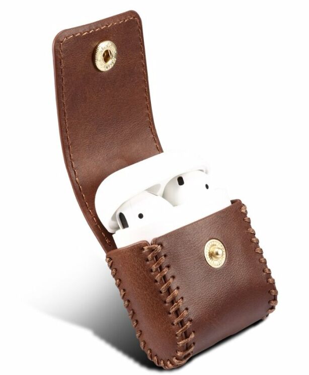 Чехол PEELCAS Leather Protective Case для Apple AirPods 1 / 2 / AirPods - Brown: фото 3 из 8