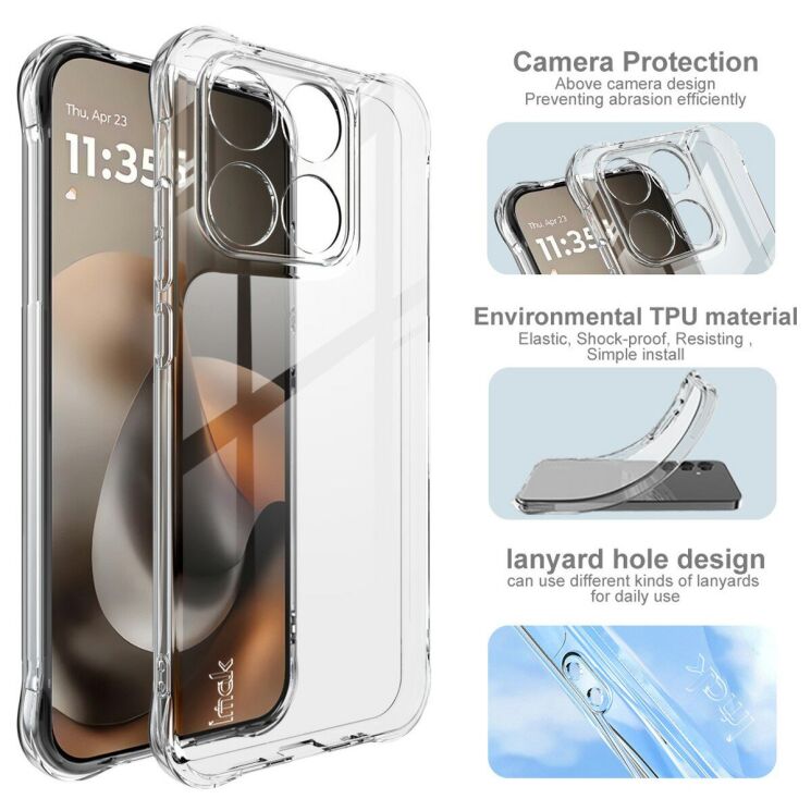 Чохол з посиленими кутами IMAK Airbag MAX Case для Motorola Moto G77 - Transparent: фото 6 з 10