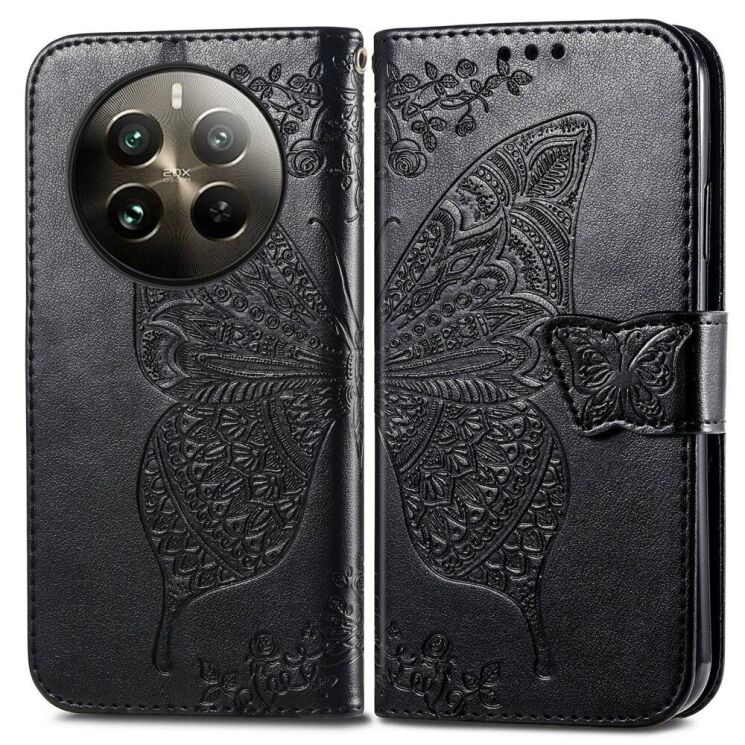 Чехол UniCase Butterfly Pattern для Realme 12 Pro / 12 Pro+ - Black: фото 1 из 8