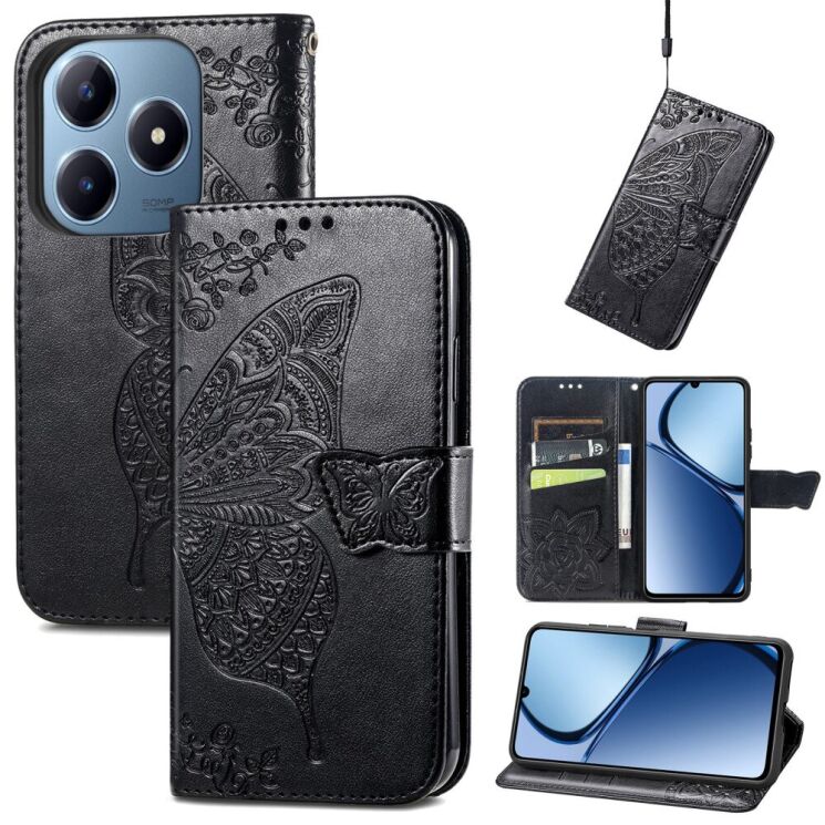 Чехол UniCase Butterfly Pattern для Realme C63 / C61 / Note 60x - Black: фото 4 из 9