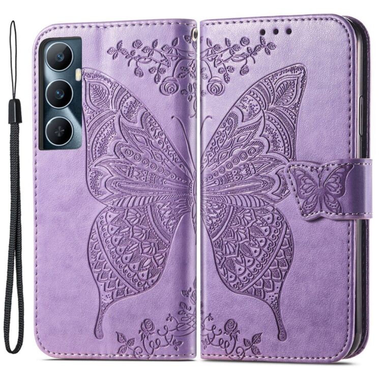 Чехол UniCase Butterfly Pattern для Realme C65 - Light Purple: фото 1 из 8