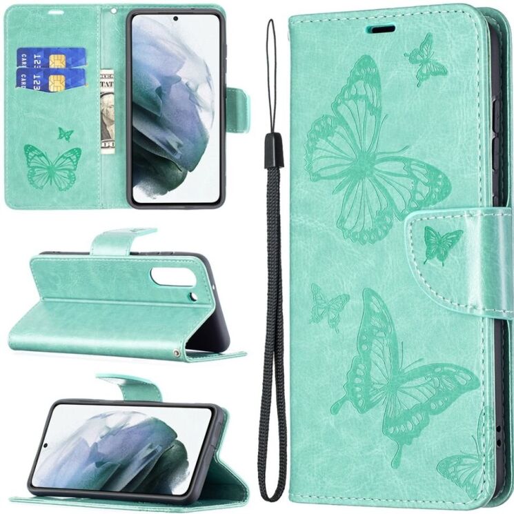 Чехол UniCase Butterfly Pattern для Samsung Galaxy S21 FE (G990) - Green: фото 1 из 10