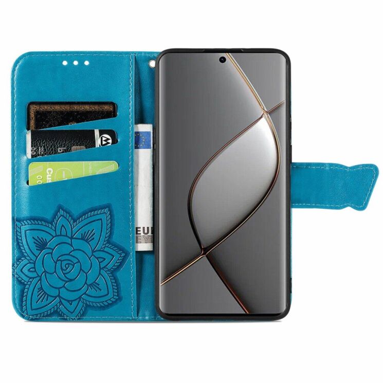 Чехол UniCase Butterfly Pattern для TECNO Spark 20 Pro+ - Blue: фото 2 из 8