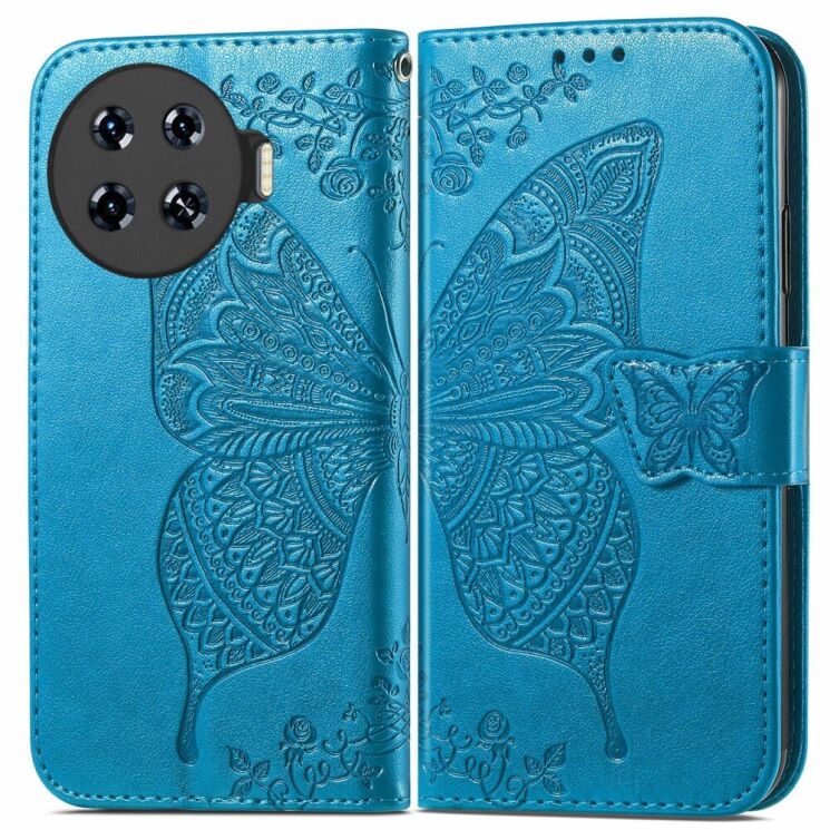 Чехол UniCase Butterfly Pattern для TECNO Spark 20 Pro+ - Blue: фото 1 из 8