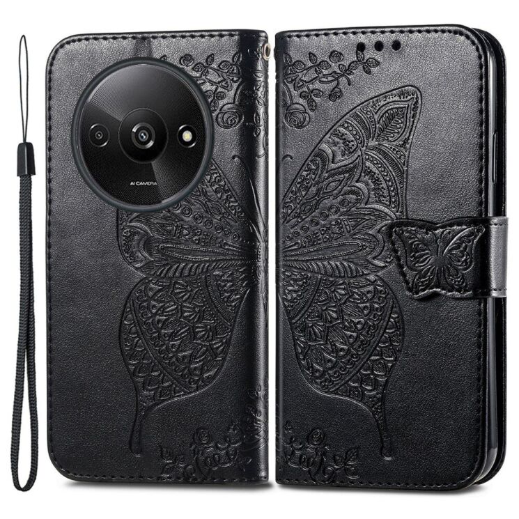 Чехол UniCase Butterfly Pattern для Xiaomi Redmi A3 - Black: фото 1 из 8