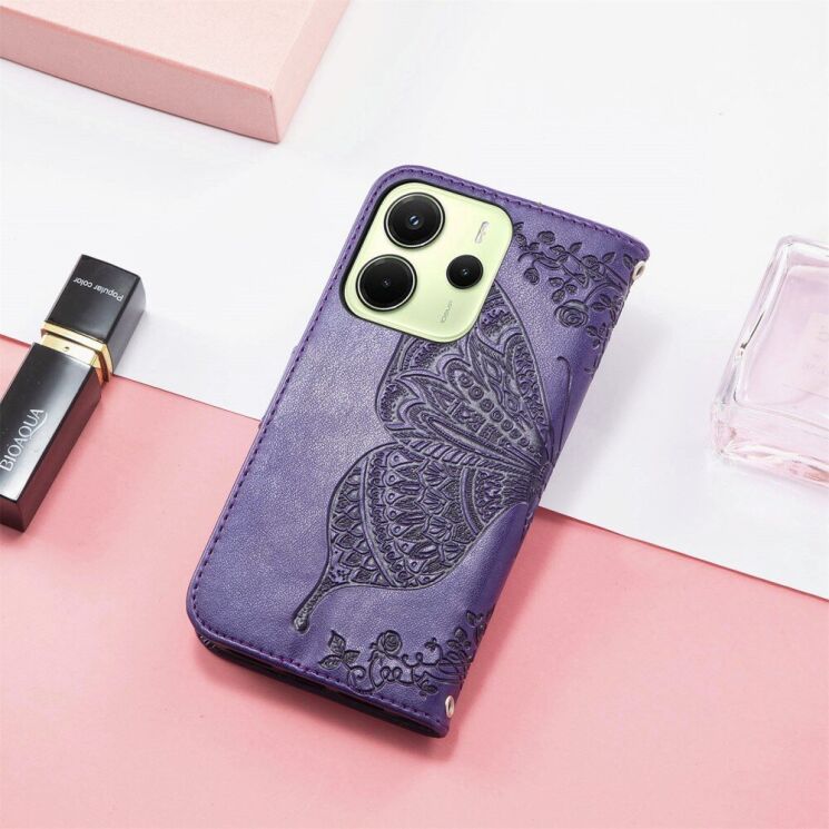 Чехол UniCase Butterfly Pattern для Xiaomi Redmi Note 14 4G - Dark Purple: фото 6 из 11