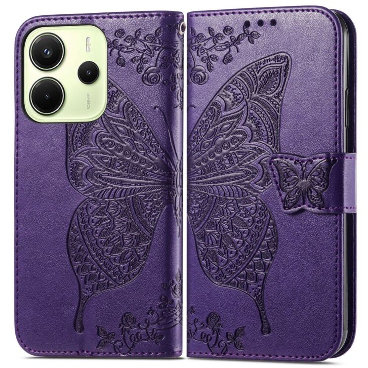 Чехол UniCase Butterfly Pattern для Xiaomi Redmi Note 14 4G - Dark Purple: фото 2 из 11