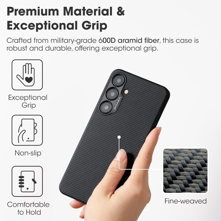 Чехол Pitaka StarPeak MagEZ Case 4 для Samsung Galaxy S24 (S921) KS2401 - Black / Grey: фото 8 из 14