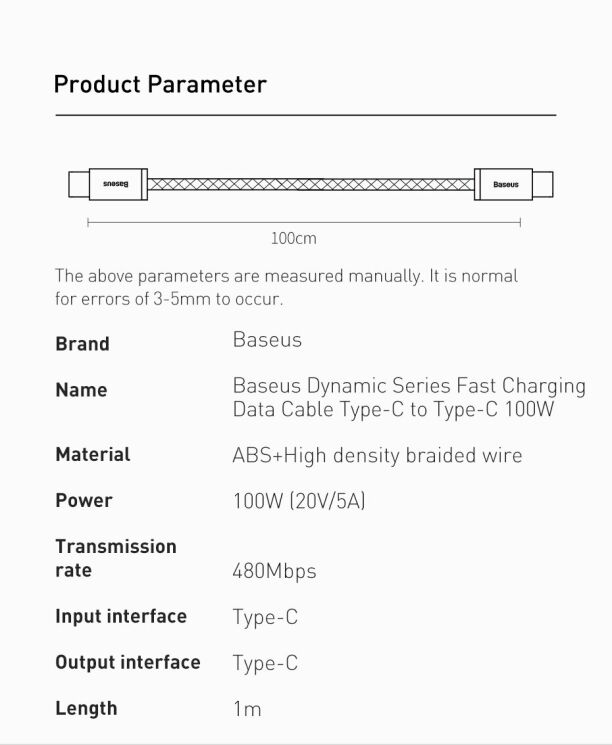 Кабель Baseus Dynamic Series Type-C to Type-C (100W, 1m) CALD000216 - Gray: фото 17 з 19