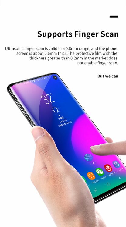 Комплект защитных пленок BASEUS 0.15mm Soft PET для Samsung Galaxy S10 (G973): фото 8 из 16
