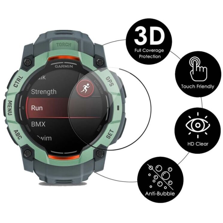 Комплект защитных пленок ENKAY Protector Film для Garmin Instinct 3 (50mm) - Black: фото 2 из 7