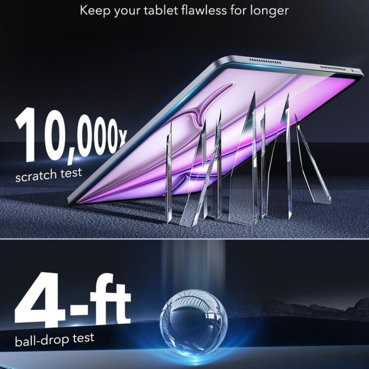 Комплект защитных стекол ESR Armorite Screen Protector для Apple iPad Air 13 M3/M2 (2025/2024): фото 5 из 9