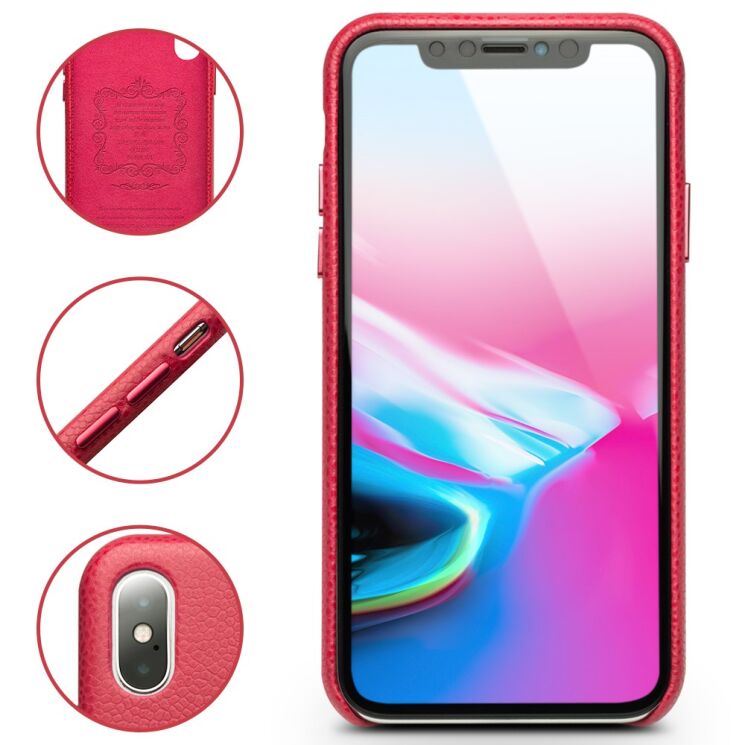 Кожаный чехол QIALINO Classic Leather Cover для Apple iPhone Xs -Red: фото 6 з 14