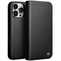 Кожаный чехол QIALINO Wallet Case для Apple iPhone 16 Pro - Black: фото 1 из 8
