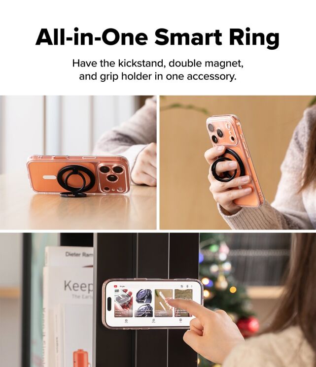 Магнитное кольцо-держатель Ringke Dual Magnetic Smart Ring (8800328816848) - Black: фото 3 из 18