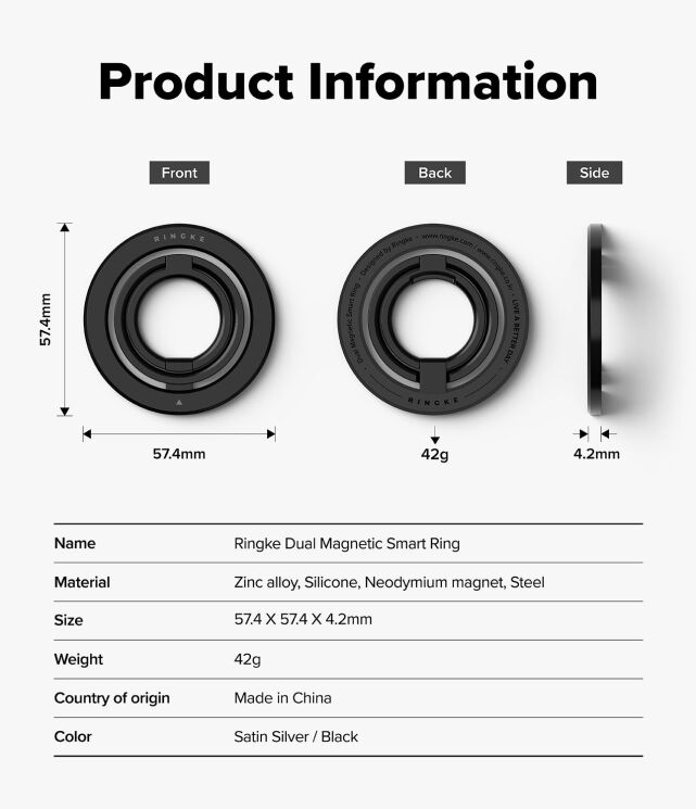 Магнитное кольцо-держатель Ringke Dual Magnetic Smart Ring (8800328816848) - Black: фото 15 из 18