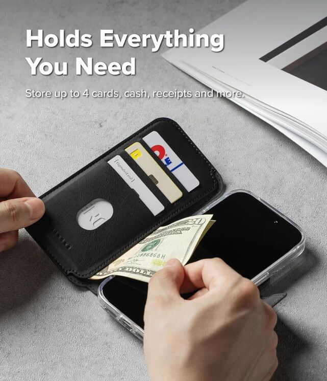 Накладной чехол-кошелек Ringke Folio Grip Wallet Magnetic для iPhone 18 Pro (8800380463431) - Black (423777B) Накладной чехол-кошелек Ringke Folio Grip Wallet Magnetic для iPhone 18 Pro (8800380463431) - Black: фото 6 из 14