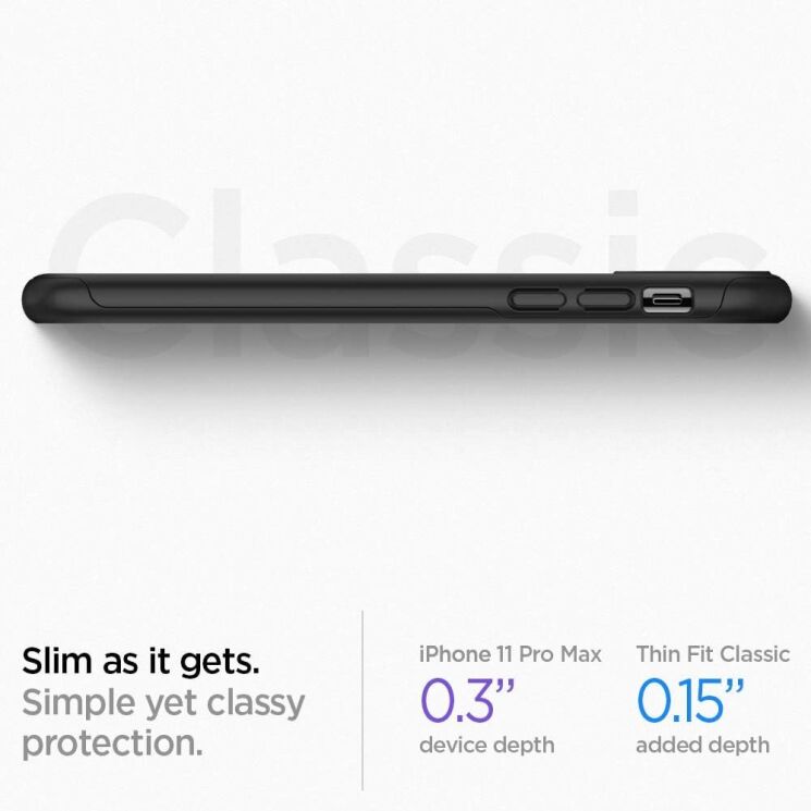 Пластиковий чохол Spigen (SGP) Thin Fit Classic для Apple iPhone 11 Pro Max - Black: фото 8 з 10