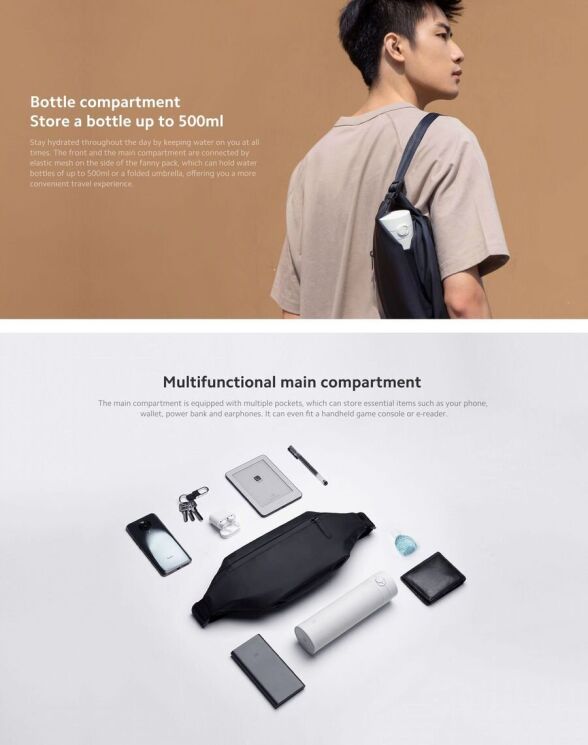 Поясная сумка Xiaomi Sports Fanny Pack - Black: фото 6 из 11