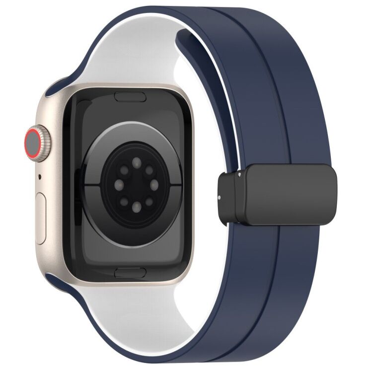 Ремінець Deexe Color Soft Line для Apple Watch 46 / 45 / 44 / SE 44 / 42 (Series 1-3) / Ultra / Ultra 2 / Ultra 3 - Midnight Blue / White: фото 1 з 7