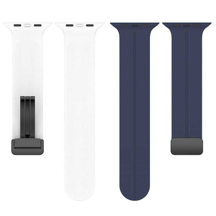 Ремінець Deexe Color Soft Line для Apple Watch 46 / 45 / 44 / SE 44 / 42 (Series 1-3) / Ultra / Ultra 2 / Ultra 3 - Midnight Blue / White: фото 4 з 7