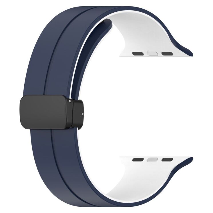 Ремінець Deexe Color Soft Line для Apple Watch 46 / 45 / 44 / SE 44 / 42 (Series 1-3) / Ultra / Ultra 2 / Ultra 3 - Midnight Blue / White: фото 2 з 7