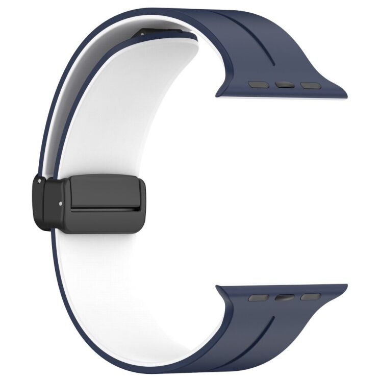 Ремінець Deexe Color Soft Line для Apple Watch 46 / 45 / 44 / SE 44 / 42 (Series 1-3) / Ultra / Ultra 2 / Ultra 3 - Midnight Blue / White: фото 3 з 7