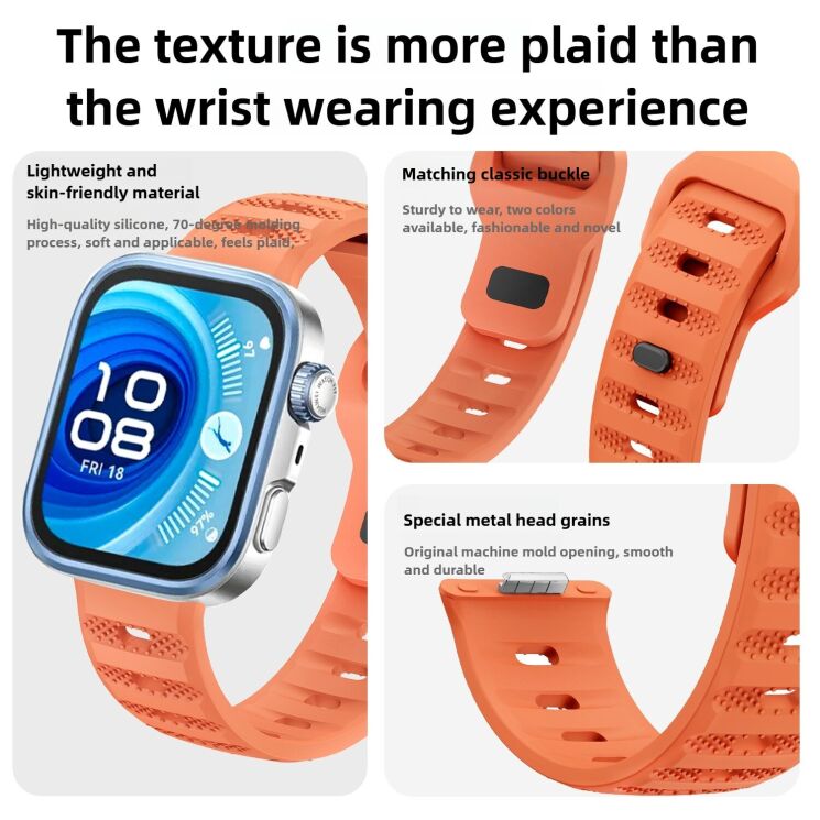 Ремінець Deexe Dot Texture для Huawei Watch Fit 3 / Fit 4 / Fit 4 Pro - Orange: фото 5 з 6