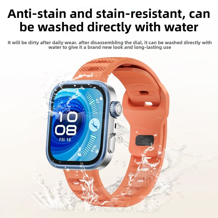 Ремінець Deexe Dot Texture для Huawei Watch Fit 3 / Fit 4 / Fit 4 Pro - Orange: фото 4 з 6