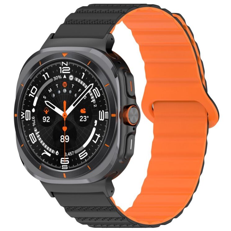 Ремешок Deexe Magnetic Strap для Samsung Galaxy Watch Ultra (47mm) - Black / Orange: фото 2 из 7