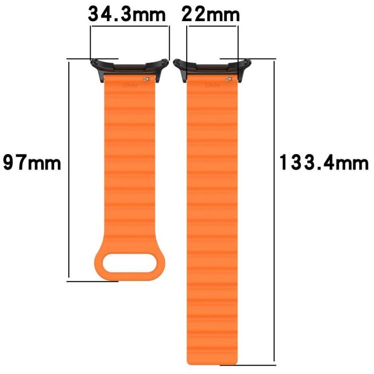 Ремінець Deexe Magnetic Strap для Samsung Galaxy Watch Ultra (47mm) - Grey / Orange: фото 6 з 7