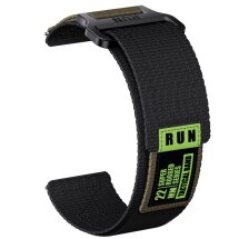 Ремешок Deexe Nylon Magic Tape для часов с шириной крепления 20мм - Black / Green: фото 1 из 2