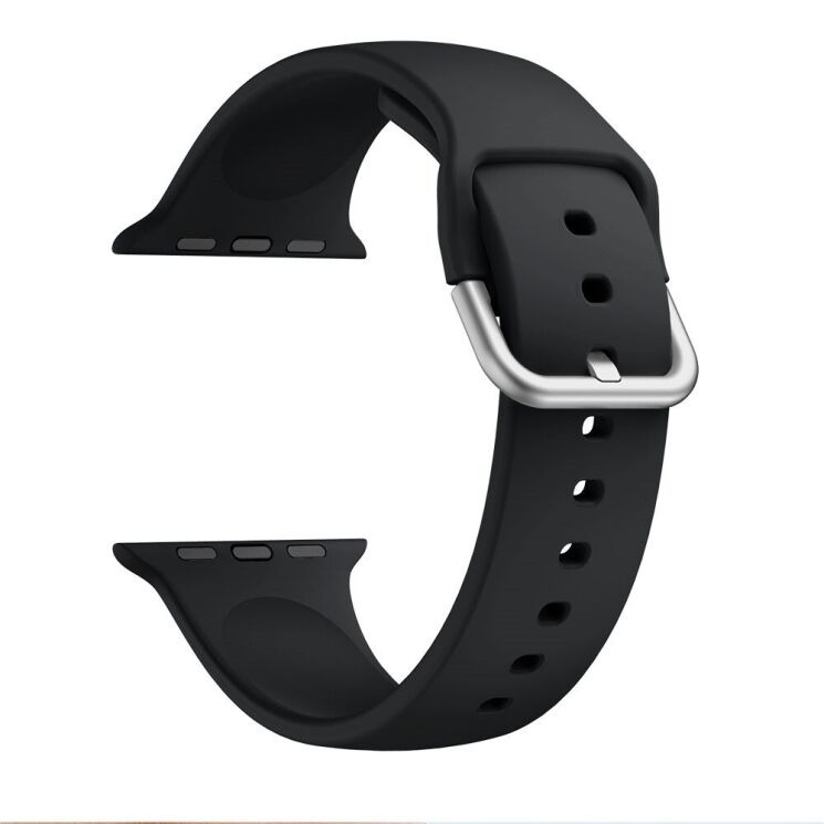 Ремінець Deexe Soft Silicone для Apple Watch 42 (Series 10/11) / 41 / 40 / SE 40 / 38 - Black: фото 1 з 7