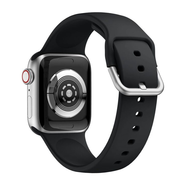 Ремінець Deexe Soft Silicone для Apple Watch 42 (Series 10/11) / 41 / 40 / SE 40 / 38 - Black: фото 3 з 7
