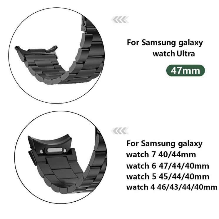 Ремешок Deexe Stainless Steel для Samsung Galaxy Watch Ultra (47mm) - Black: фото 4 из 4