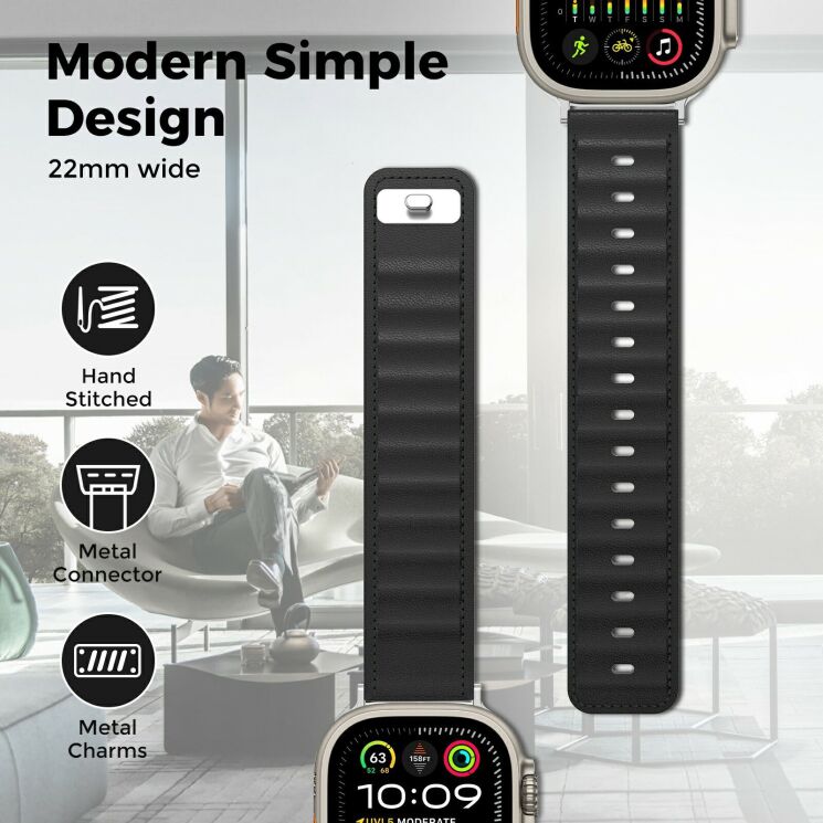 Ремешок для часов AHASTYLE Signature Touch для Apple Watch 46 / 45 / 44 / SE 44 / 42 (Series 1-3) / Ultra / Ultra 2 / Ultra 3 - Black / Orange (364538OB) Ремешок для часов AHASTYLE Signature Touch для Apple Watch 46 / 45 / 44 / SE 44 / 42 (Series 1-3) / Ultra / Ultra 2 / Ultra 3 - Black / Orange: фото 5 из 8