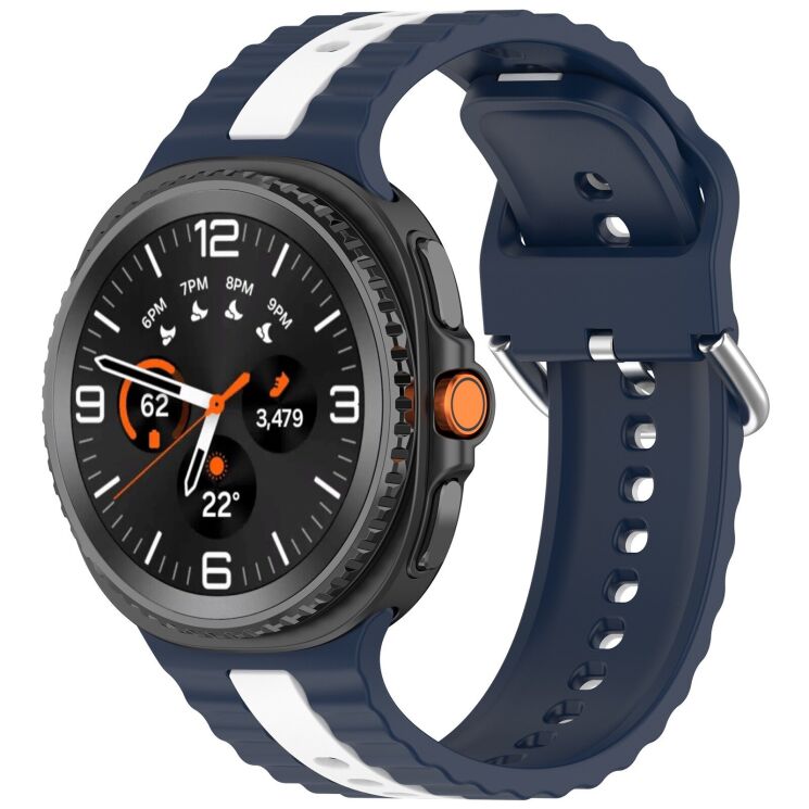 Ремінець Reframe Vertical Strip для Samsung Galaxy Watch 8 (40/44mm) / 8 Classic / Ultra (2025) - Midnight Blue / White: фото 2 з 5