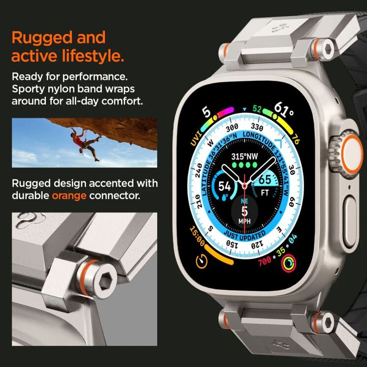 Ремешок Spigen (SGP) DuraPro Armor для Apple Watch 46 / 45 / 44 / SE 44 / 42 (Series 1-3) / Ultra / Ultra 2 - Grey: фото 13 из 16