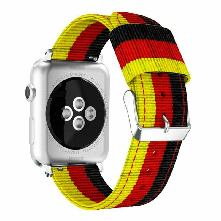 Ремешок UniCase Nylon для Apple Watch 46 / 45 / 44 / SE 44 / 42 (Series 1-3) / Ultra / Ultra 2 - Yellow / Red / Black: фото 1 из 4