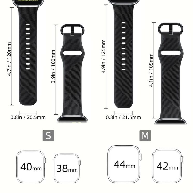 Ремінець UniCase Twill Texture Strap для Apple Watch 42 (Series 10/11) / 41 / 40 / SE 40 / 38 - Black: фото 7 з 7