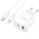 Сетевое зарядное устройство Hoco C80A Plus Rapido PD20W+QC3.0 + кабель Type-C to Lightning - White (346163W). Фото 4 из 14