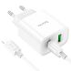 Сетевое зарядное устройство Hoco C80A Plus Rapido PD20W+QC3.0 + кабель Type-C to Lightning - White (346163W). Фото 2 из 14
