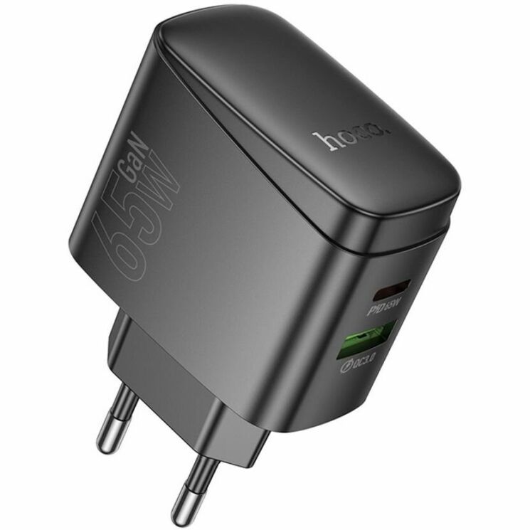 Сетевое зарядное устройство Hoco CS63A Bright PD65W (USB + Type-C) - Black: фото 2 из 5