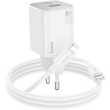 Сетевое зарядное устройство Hoco N41 PD20W+QC3.0 + кабель Type-C to Lightning - White: фото 1 из 6