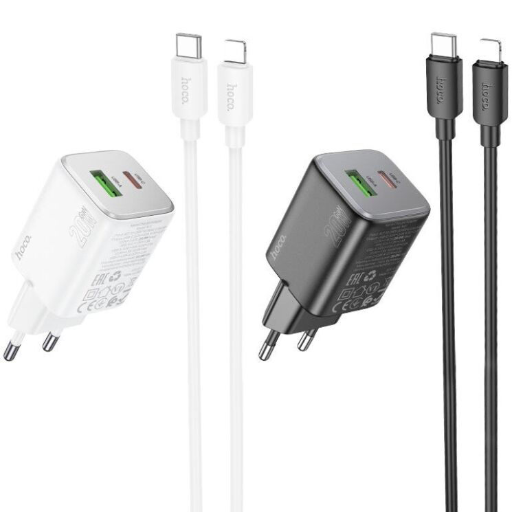 Сетевое зарядное устройство Hoco N41 PD20W+QC3.0 + кабель Type-C to Lightning - White: фото 5 из 6