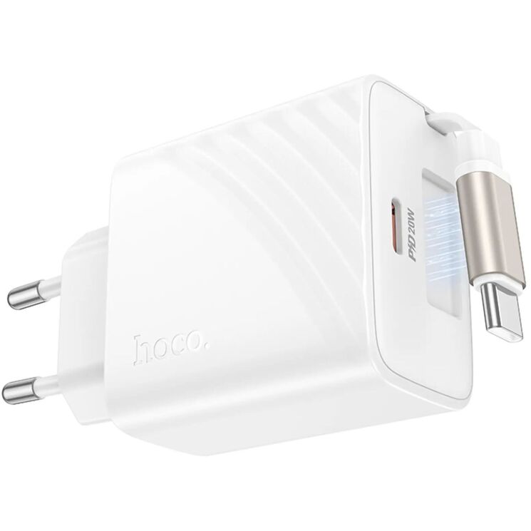 Мережевий зарядний пристрій Hoco N57 PD20W (Type-C) + кабель Type-C - White: фото 2 з 7