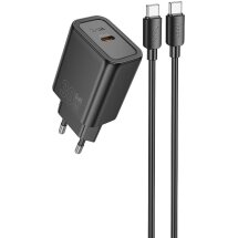 Сетевое зарядное устройство Hoco N62 PD30W (Type-C) + кабель Type-C to Type-C - Black: фото 1 из 6